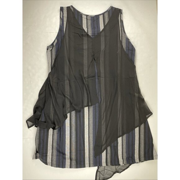 Pretty Angel Two Piece Multi layer Dress Tunic Women’s L Striped Gray Black - Picture 3 of 9